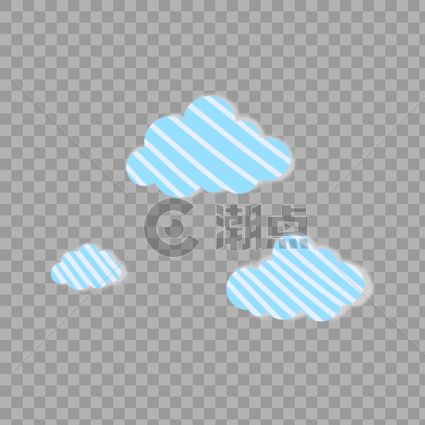 阴影斜线云朵PNG图片素材免费下载