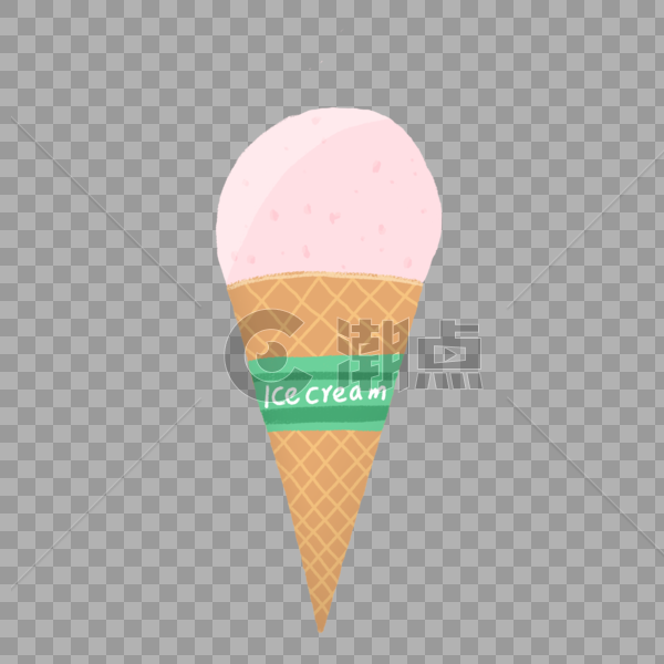 草莓味粉红色冰淇淋甜筒图片素材免费下载
