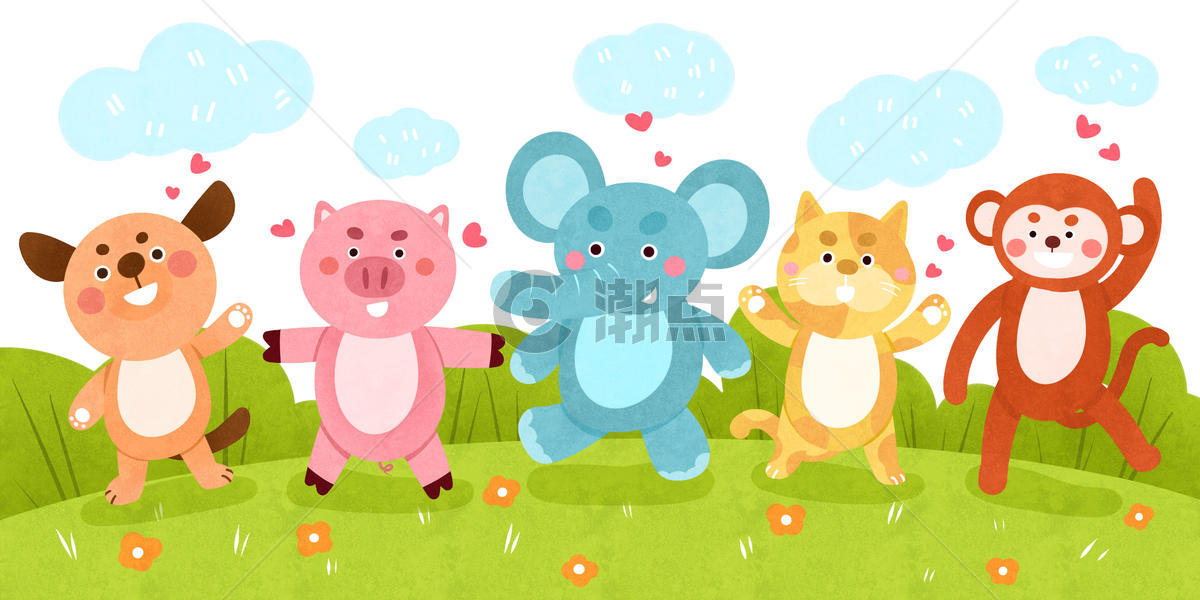 可爱动物儿童插画图片素材免费下载