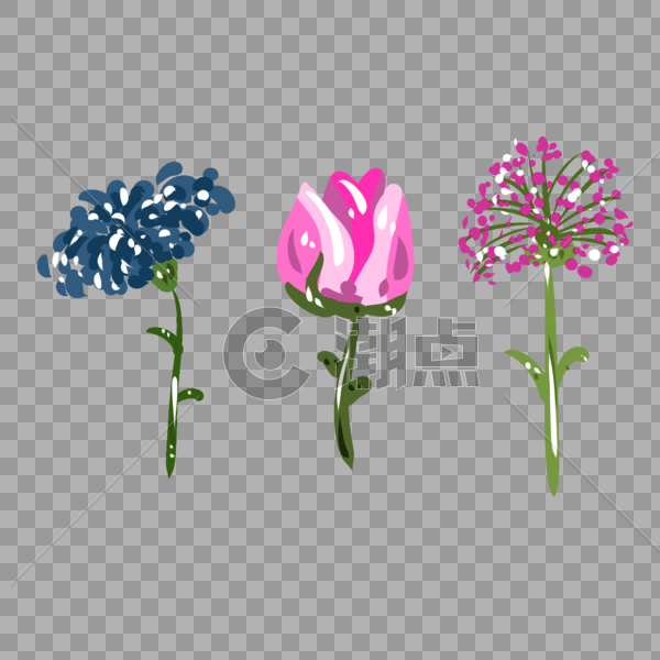 手绘粉色菊花花卉元素图片素材免费下载
