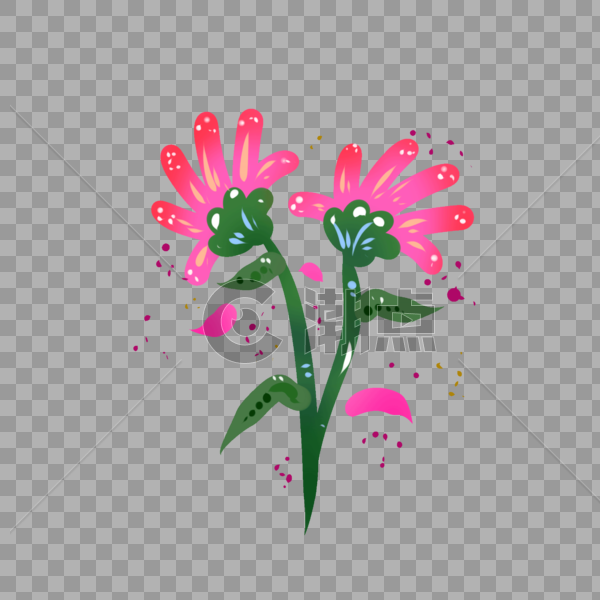 手绘粉色野花花卉元素图片素材免费下载
