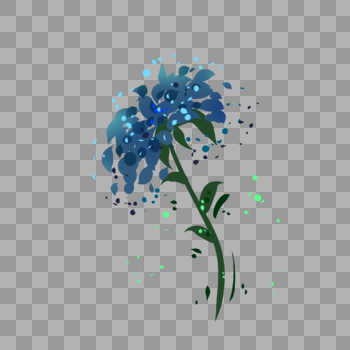 手绘蓝色满天星花卉元素图片素材免费下载