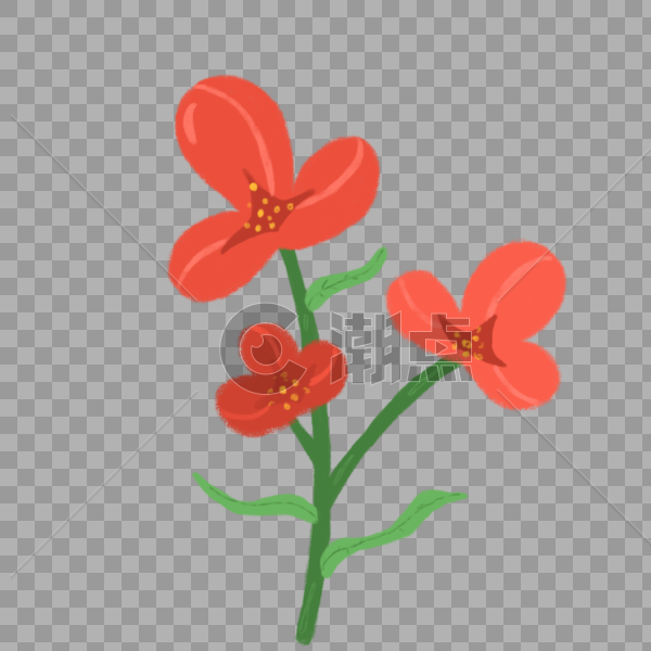 手绘红掌花卉元素图片素材免费下载