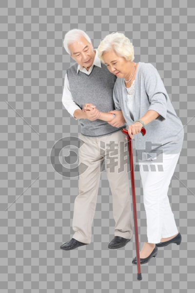 老年夫妇拐杖搀扶图片素材免费下载