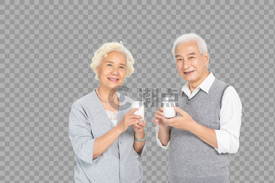 老年夫妻喝牛奶图片素材免费下载