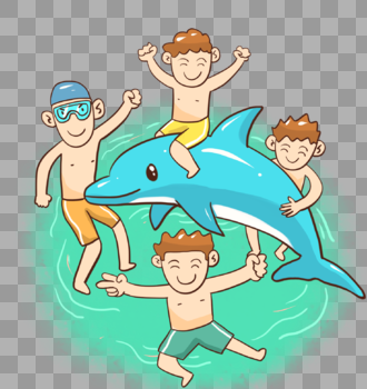人与海豚玩耍图片素材免费下载