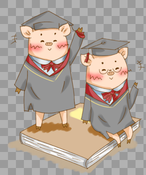 原创毕业季大合影猪猪插画PNG图片素材免费下载