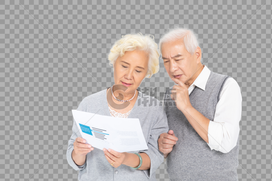 老年夫妻选择保险图片素材免费下载
