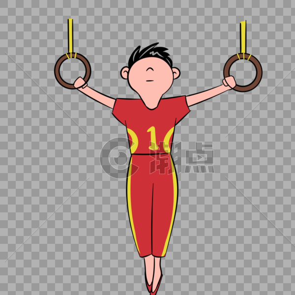 奥林匹克运动项目体操吊环运动员手绘图片素材免费下载