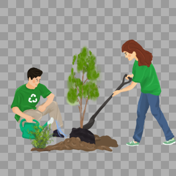 环境日植树环保人物插画图片素材免费下载