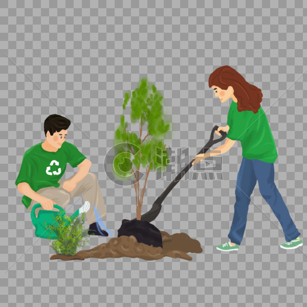 环境日植树环保人物插画图片素材免费下载