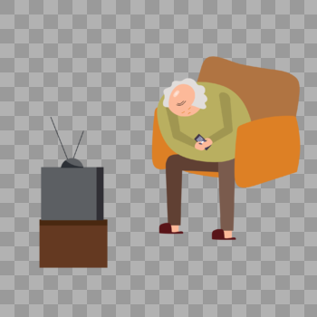看电视睡着的孤独空巢老人图片素材免费下载