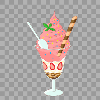 夏日冰淇淋脆卷草莓元素图片素材免费下载