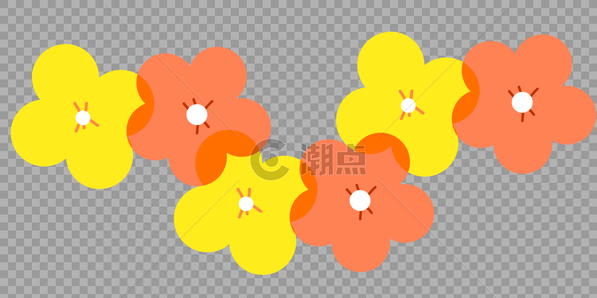 黄色橘色花朵边框图片素材免费下载