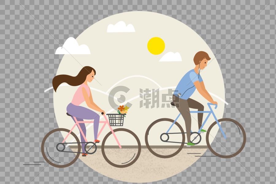 奥林匹克日情侣运动自行车扁平化矢量图图片素材免费下载