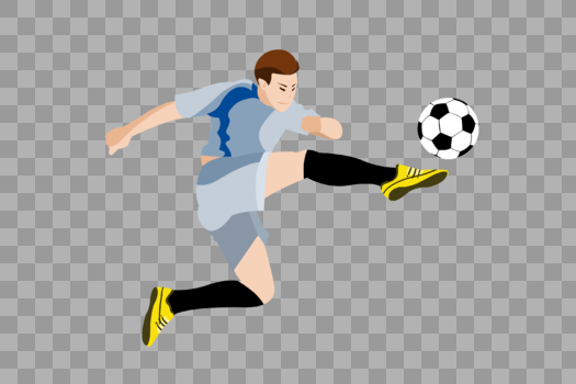 跳跃起来踢球的足球员图片素材免费下载