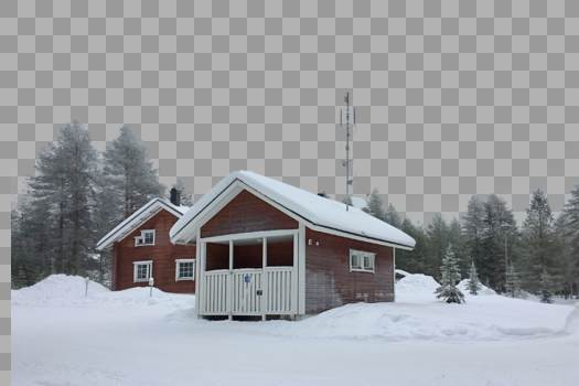 芬兰洛瓦涅米森林中的雪屋图片素材免费下载