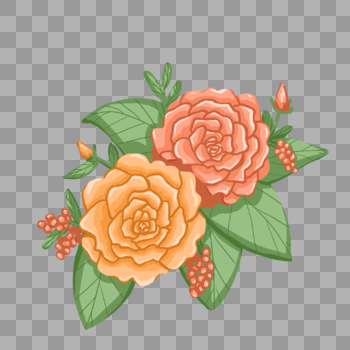 手绘黄色蔷薇花卉元素图片素材免费下载