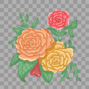 手绘红色蔷薇花卉元素图片素材免费下载