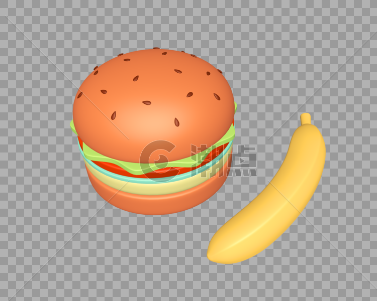 C4D汉堡包香蕉图片素材免费下载