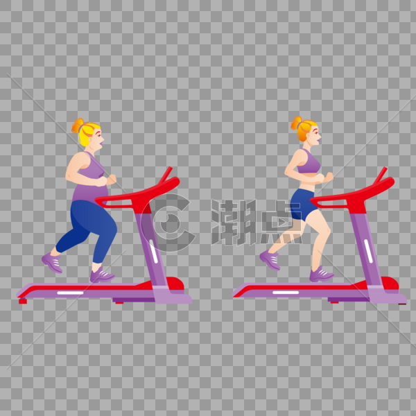 健康女生跑步机上跑步运动减肥图片素材免费下载