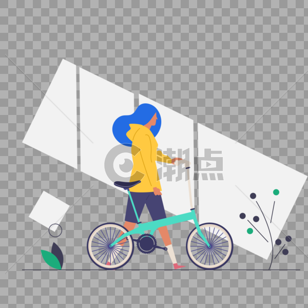 女人手推自行车图标免抠矢量插画素材图片素材免费下载