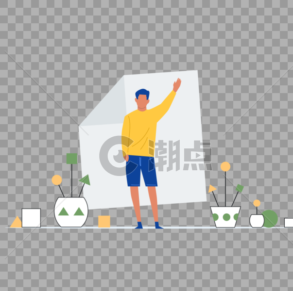 男人挥手打招呼图标免抠矢量插画素材设计元素1005*1000图片素材免费下载-编号560523-潮点视频