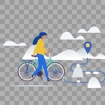 女人手推自行车图标免抠矢量插画素材图片素材免费下载