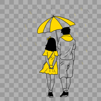 下雨打伞的情侣图片素材免费下载