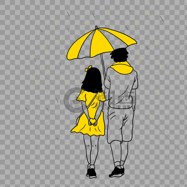 下雨打伞的情侣图片素材免费下载