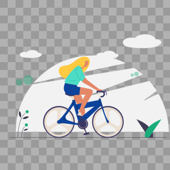 女人骑自行车图标免抠矢量插画素材图片素材免费下载