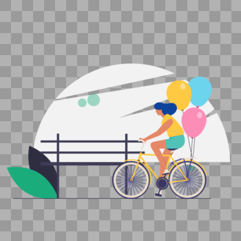 女人自行车出行图标免抠矢量插画素材图片素材免费下载