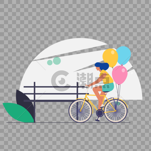 女人自行车出行图标免抠矢量插画素材图片素材免费下载