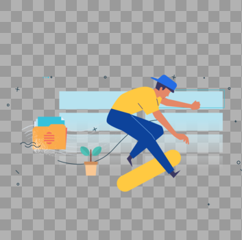 男人玩滑板图标免抠矢量插画素材图片素材免费下载