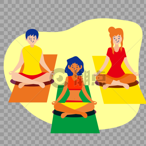 三个女性为了健康在瑜伽垫上进行瑜伽训练图片素材免费下载