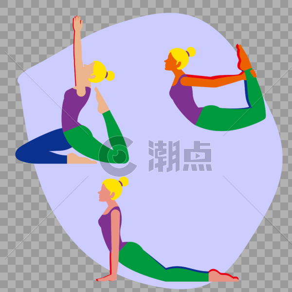 三个女性为了健康在瑜伽垫上进行瑜伽训练图片素材免费下载