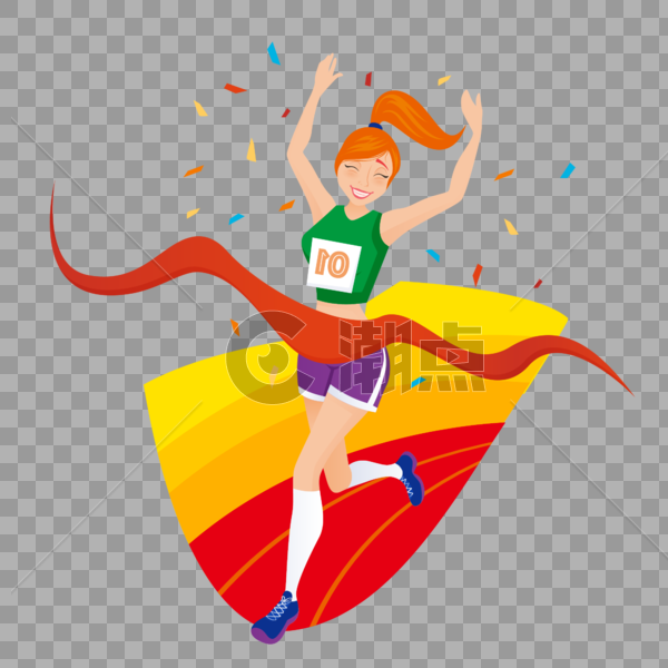女性健康运动跑步比赛取得冠军图片素材免费下载