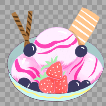 草莓蓝莓冰激凌图片素材免费下载
