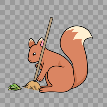 爱干净拿扫帚扫地扫落叶的松鼠图片素材免费下载