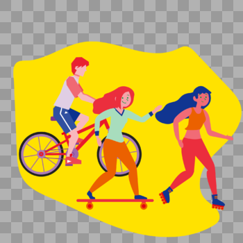 健康生活女生滑滑板轮滑骑自行车锻炼运动减肥图片素材免费下载