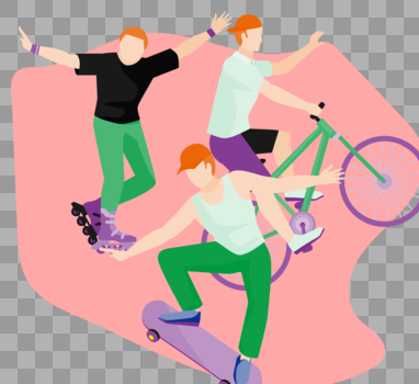健康生活男生滑滑板轮滑骑自行车锻炼运动减肥图片素材免费下载