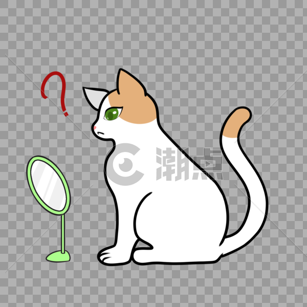 疑惑问号照镜子猫疑问图片素材免费下载