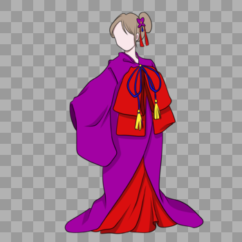 紫红艺伎花魁装扮少女图片素材免费下载