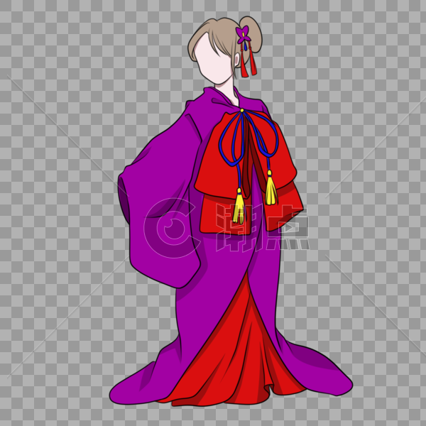 紫红艺伎花魁装扮少女图片素材免费下载