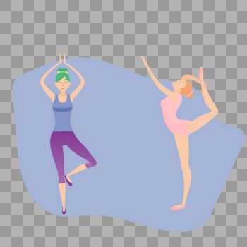 两个女性为了健康在瑜伽垫上进行瑜伽训练图片素材免费下载