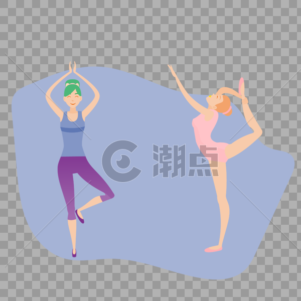两个女性为了健康在瑜伽垫上进行瑜伽训练图片素材免费下载