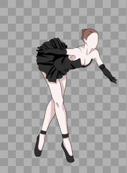 弯腰跳芭蕾舞的黑裙子舞者图片素材免费下载