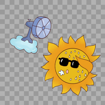 吹风扇的太阳图片素材免费下载