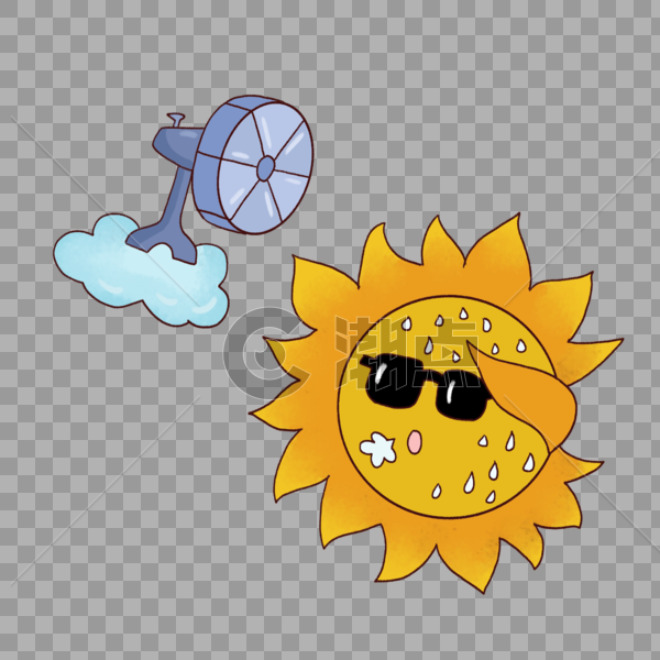 吹风扇的太阳图片素材免费下载