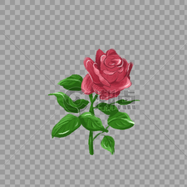 手绘红色玫瑰花卉元素图片素材免费下载